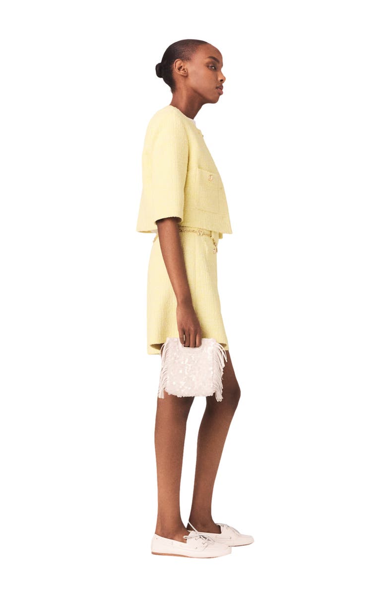 maje Tweed shorts, Alternate, color, Pale Yellow