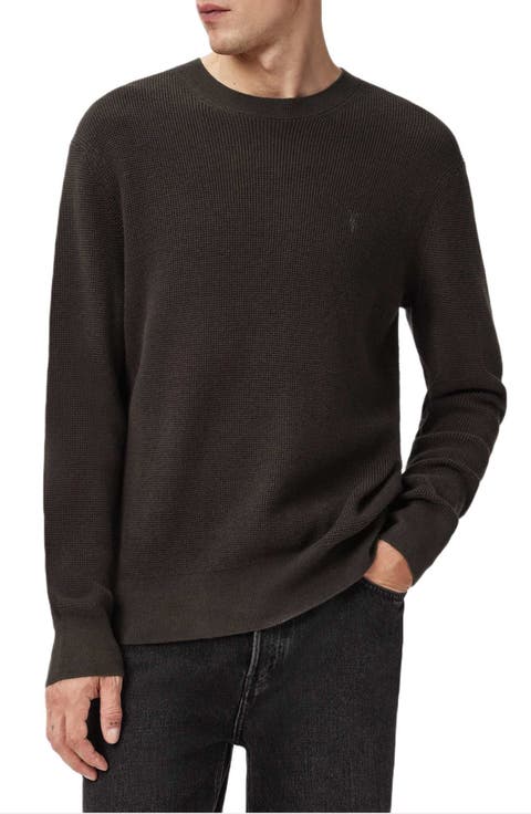 Oversize Cotton & Wool Waffle Crewneck Sweater