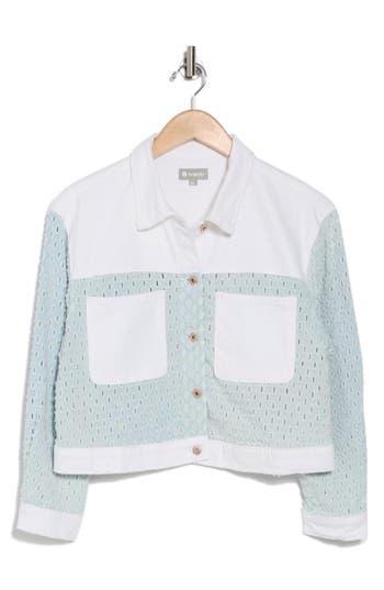 Tractr Kids' Needle Punch Colorblock Jacket In Indigo/white