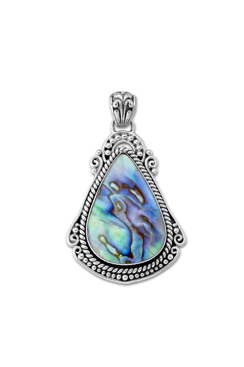 Sterling Silver and Abalone Pear Pendant, Main, color, BLUE AND GREEN