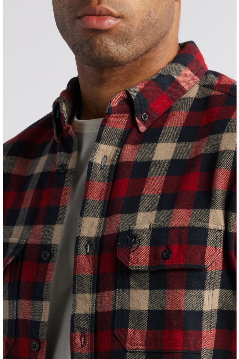 Skog Trim Fit Plaid Cotton Flannel Button-Down Shirt, Alternate, color, DARK NAVY-RED