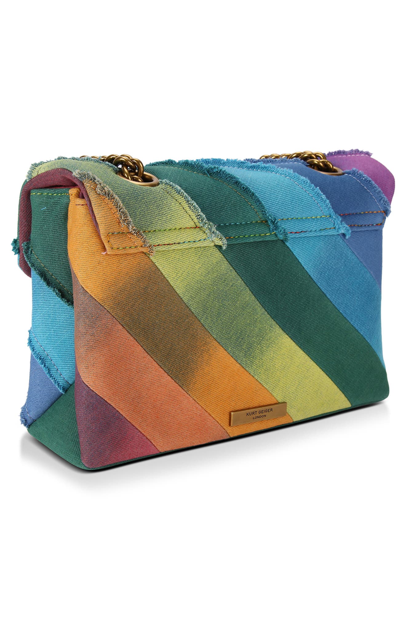 Kurt Geiger London Kensington Rainbow Denim Shoulder Bag, Alternate, color, Rainbow Denim