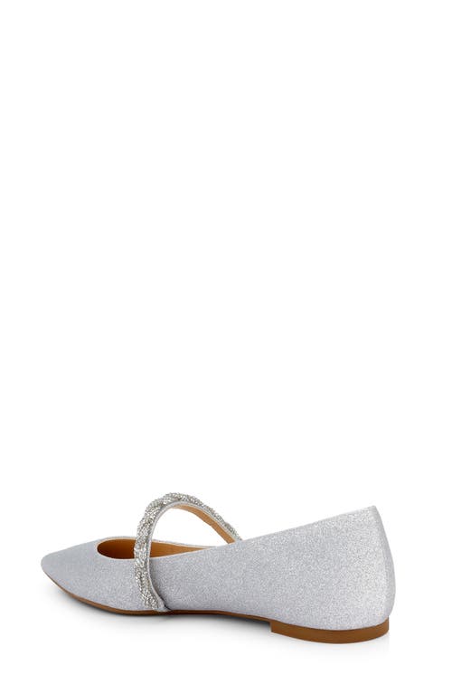 Jewel Badgley Mischka Vana Pointed Toe Flat In Silver
