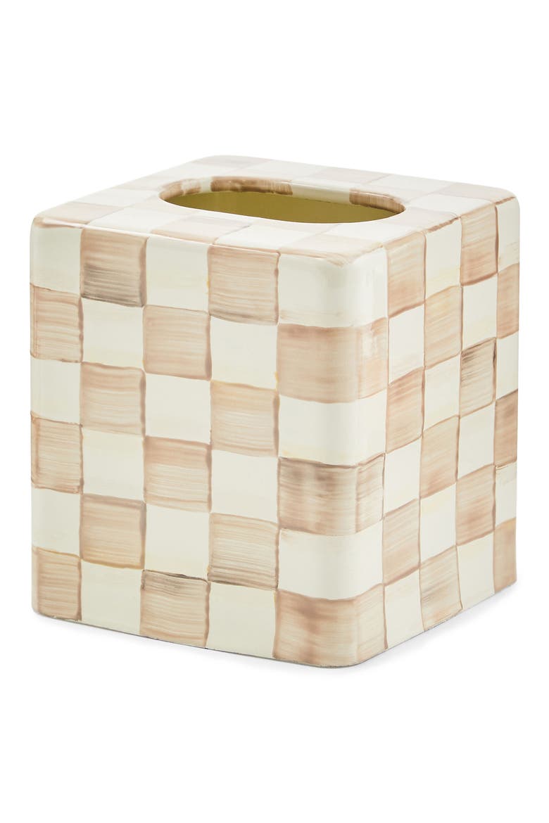 Mocha Check Boutique Tissue Box Cover, Main, color, MOCHA