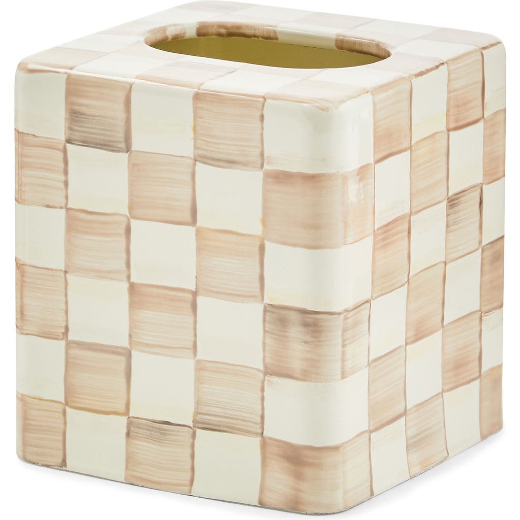 Mackenzie-childs Mackenzie Childs Mocha Check Boutique Tissue Box Cover In Brown