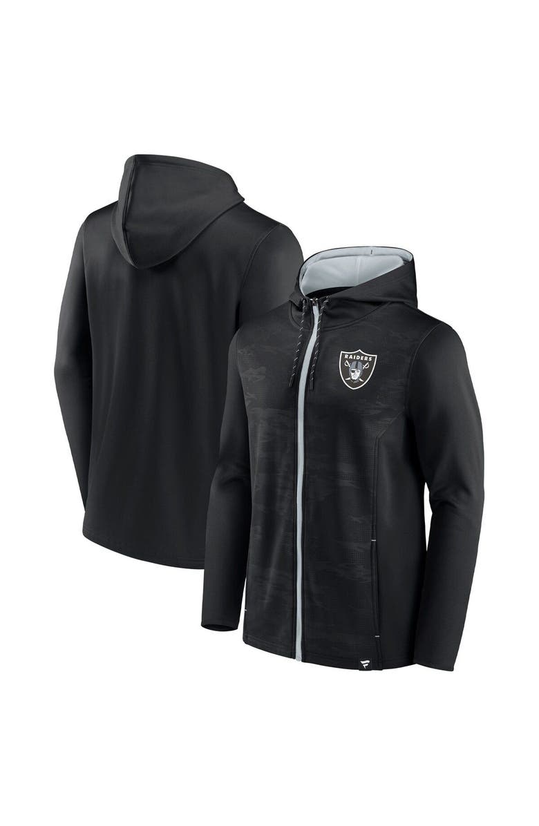FANATICS Men's Fanatics Branded Black/Silver Las Vegas Raiders Ball Carrier Full-Zip Hoodie, Main, color,