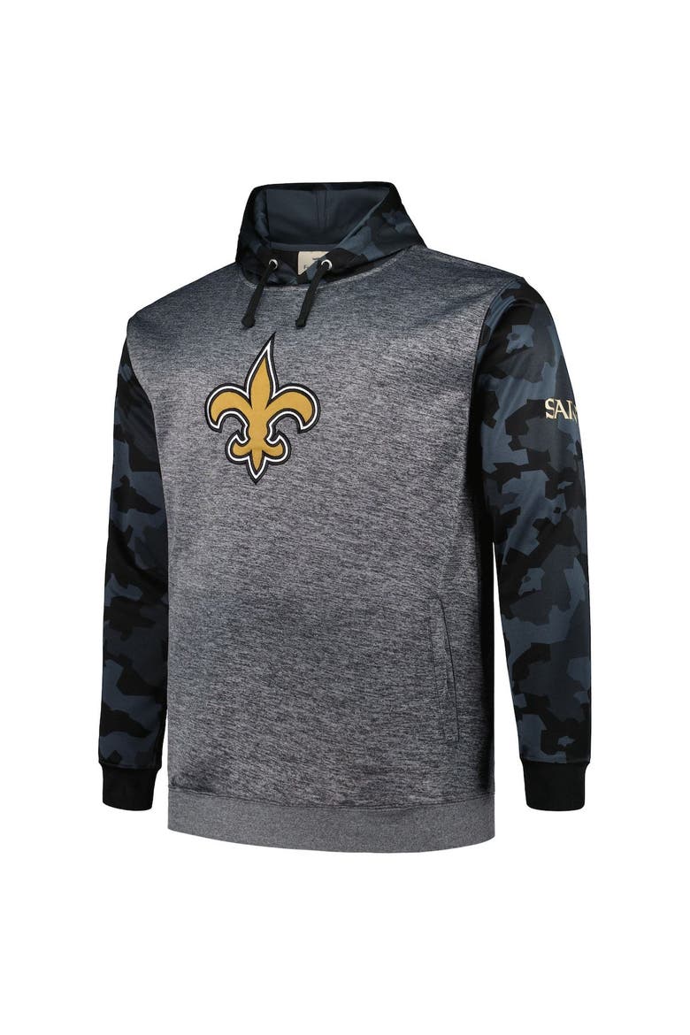 Men's Fanatics Branded Heather Charcoal New Orleans Saints Big & Tall Camo Pullover Hoodie, Alternate, color, Heather Charcoal