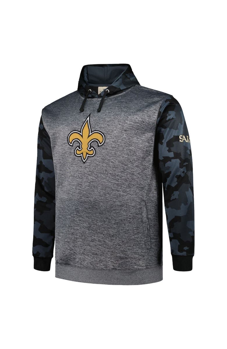 FANATICS Men's Fanatics Branded Heather Charcoal New Orleans Saints Big & Tall Camo Pullover Hoodie, Alternate, color, Heather Charcoal