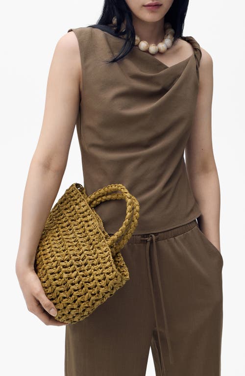 Mango Asymmetric Drape Top In Brown