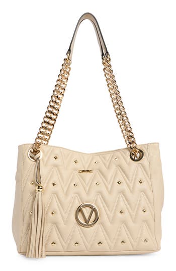 Valentino By Mario Valentino Luisa Diamond Quilted Tote Bag In White