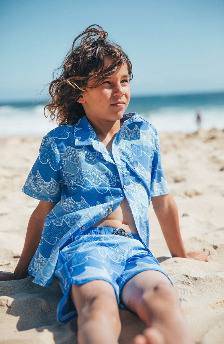 Feather 4 Arrow Kids' Cosmic Waves Board Shorts, Alternate, color, Marina Blue