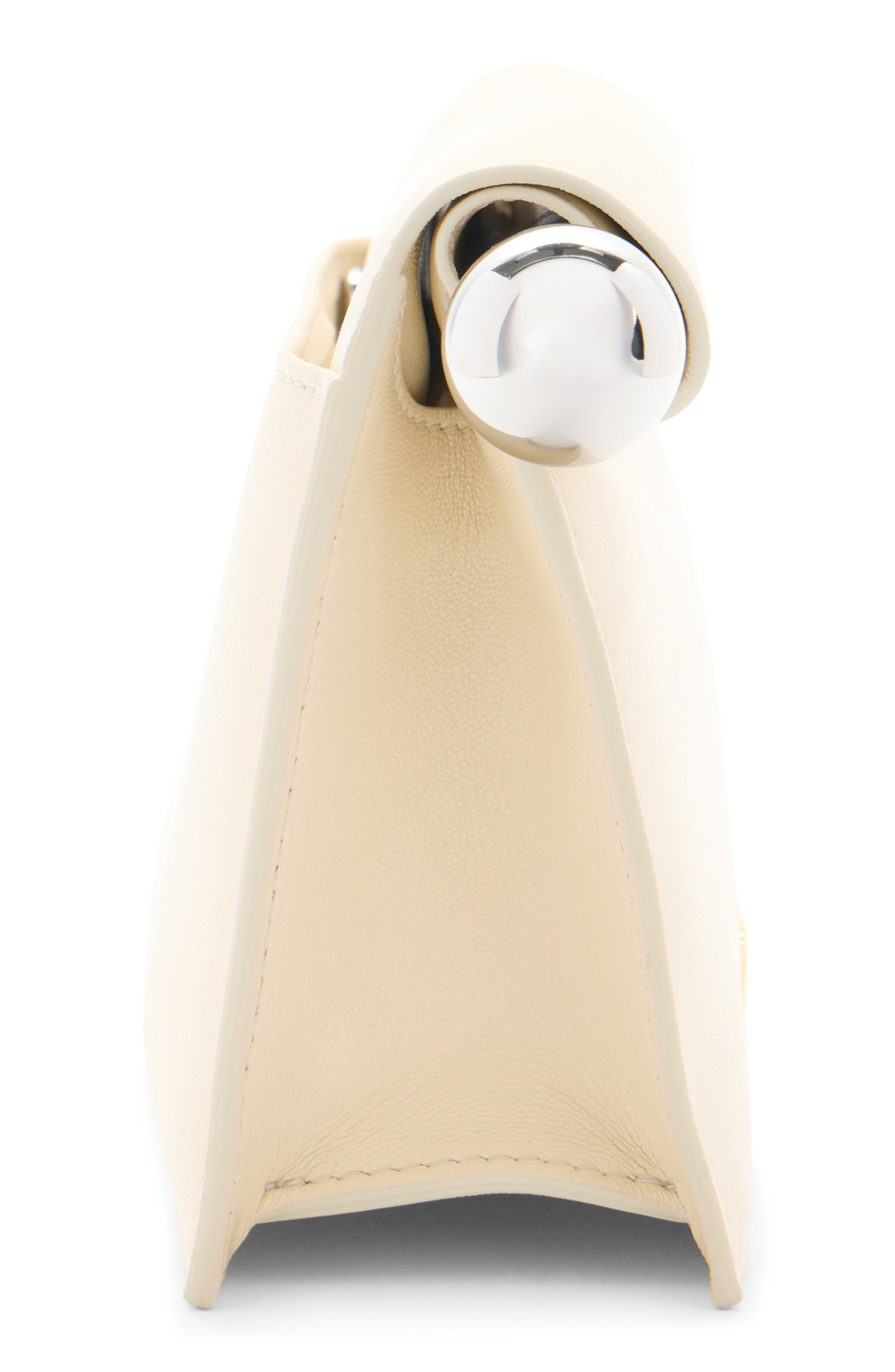 La Petite Pochette Rond Carré Leather Clutch, Alternate, color, LIGHT IVORY