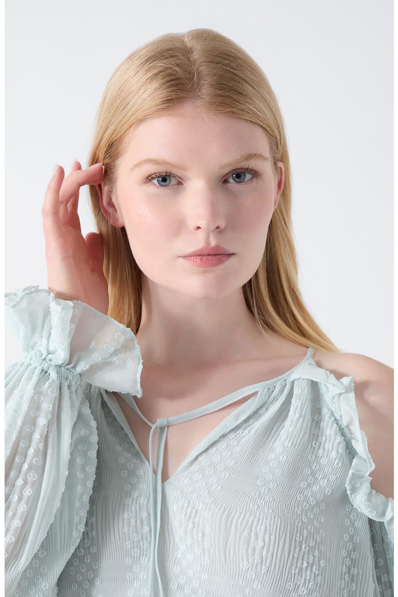 Emilia Clip Dot Cold Shoulder Top, Alternate, color, OPEN