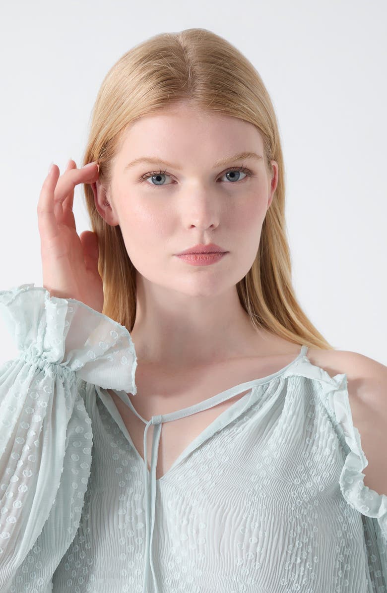 GUESS Emilia Clip Dot Cold Shoulder Top, Alternate, color, Open