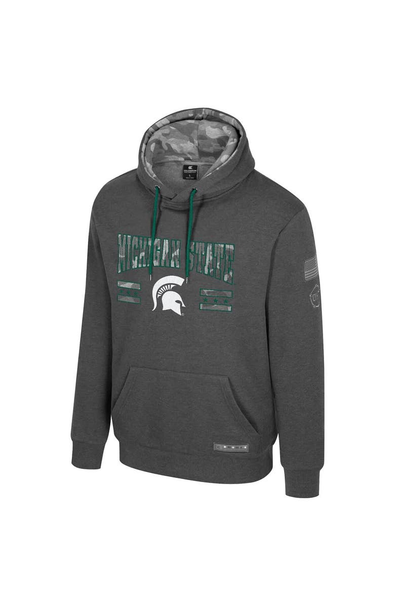 COLOSSEUM Men's Colosseum  Heather Charcoal Michigan State Spartans Operation Hat Trick Squad Hoodie, Alternate, color, Heather Charcoal