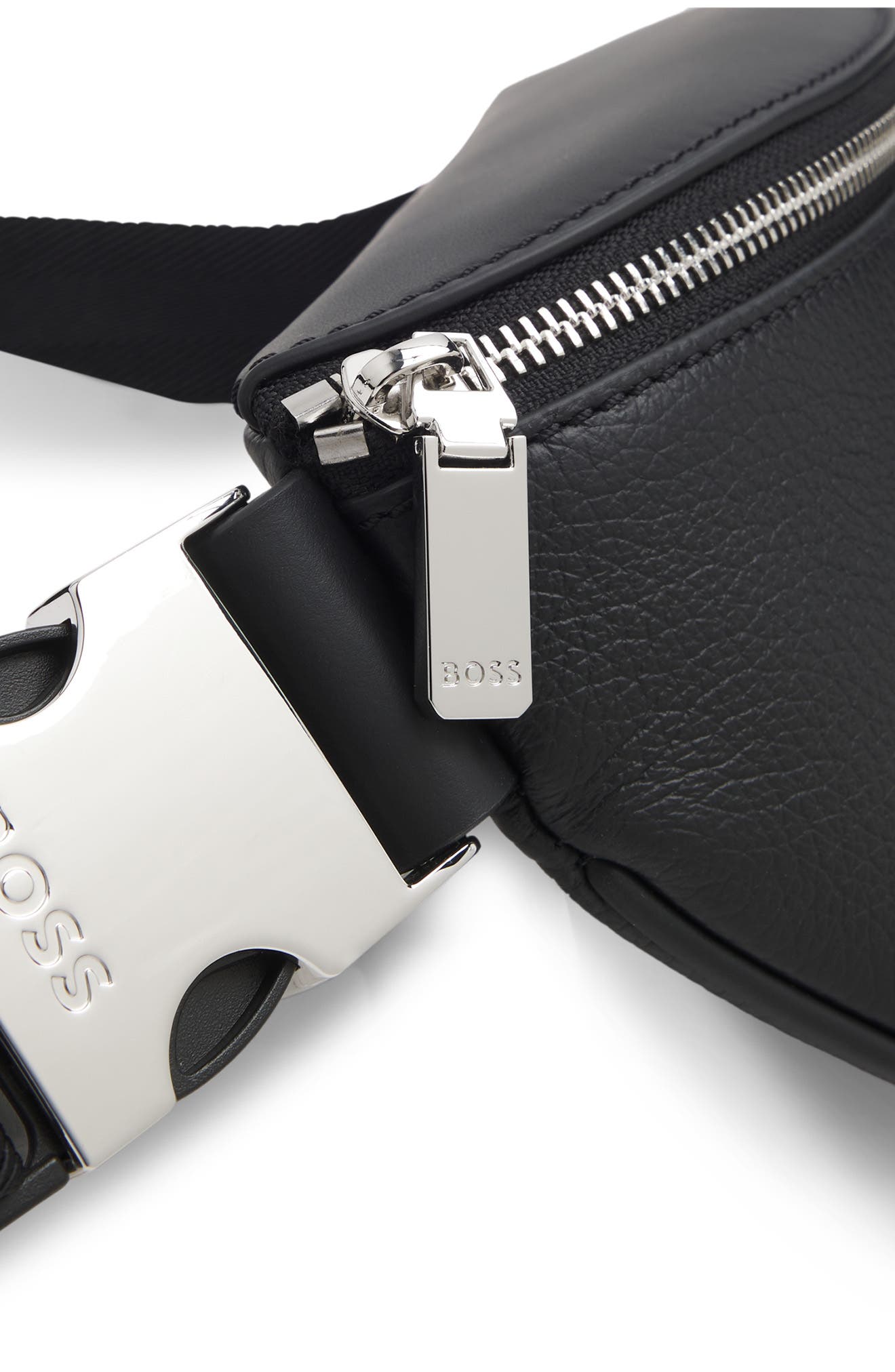 HUGO New Crosstown Leather Belt Bag, Alternate, color, Black