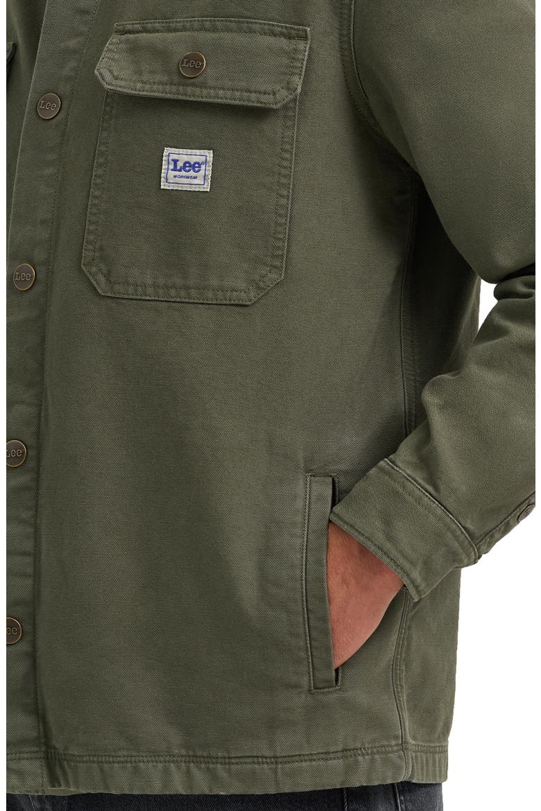 Cotton Canvas Snap-Up Shirt Jacket, Alternate, color, OAK MOSS