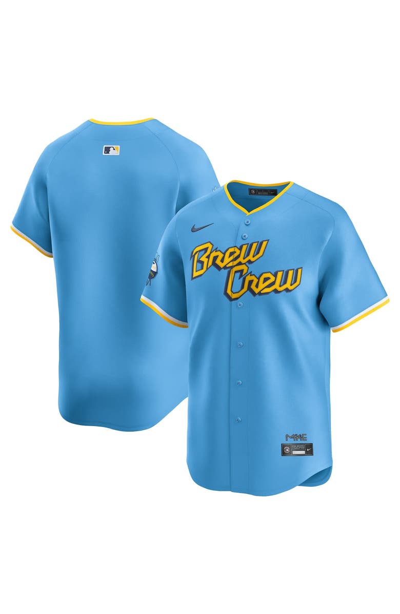 Nike Men's Nike Light Blue Milwaukee Brewers City Connect Limited Jersey, Alternate, color, Light Blue