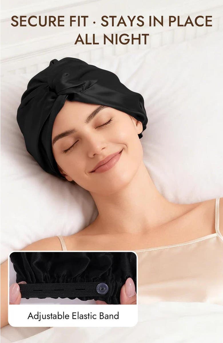 SILKSILKY 22Momme Pure Silk Hair Wrap, Alternate, color, Black