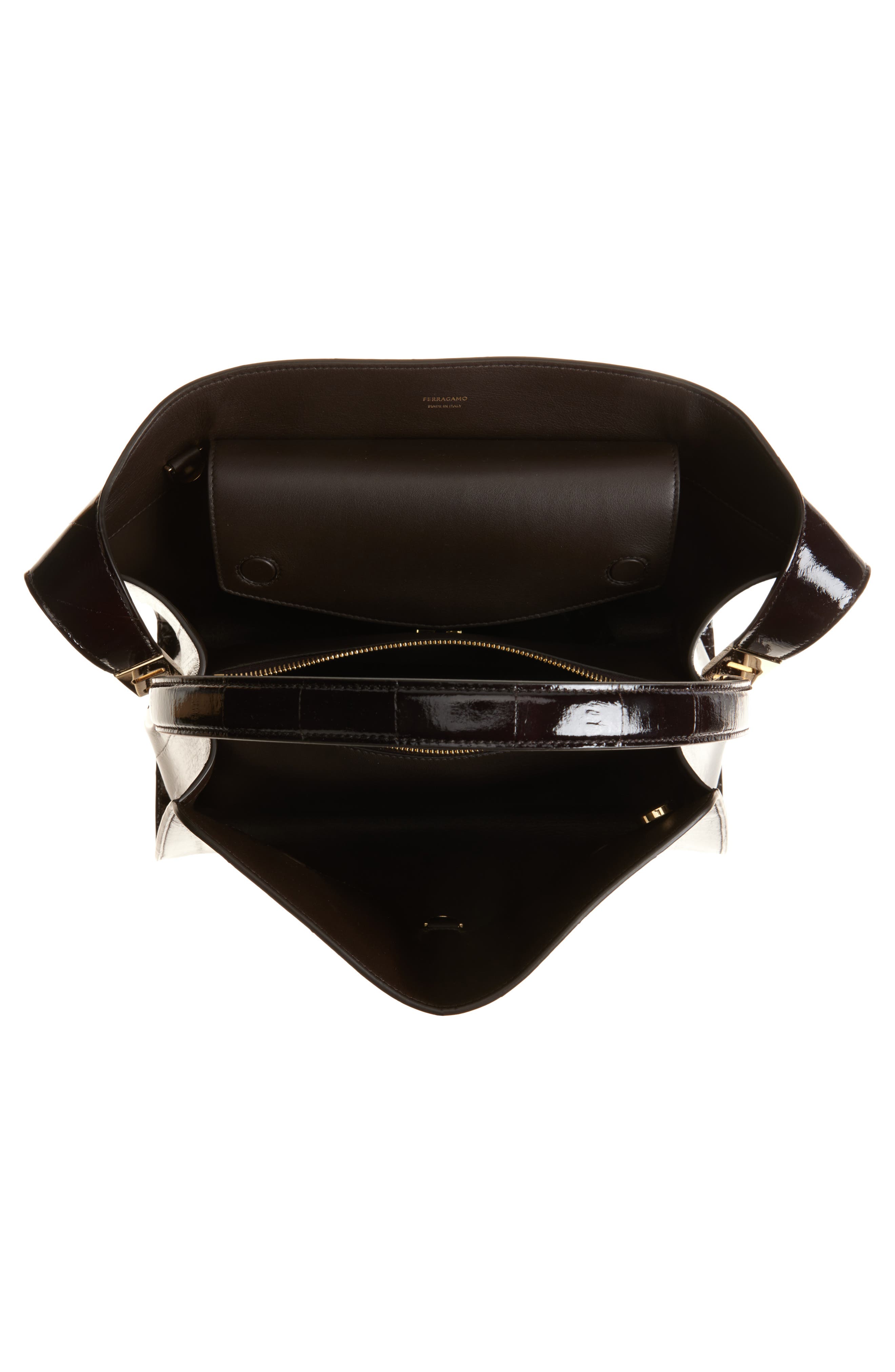 FERRAGAMO Small Hug Eelskin Leather Handbag, Alternate, color, Brown