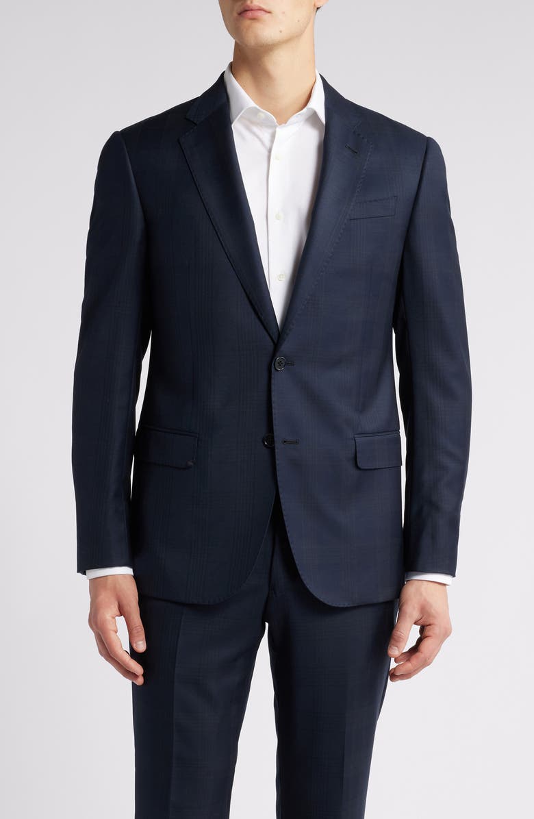 Emporio Armani Plaid Virgin Wool Suit, Alternate, color, 