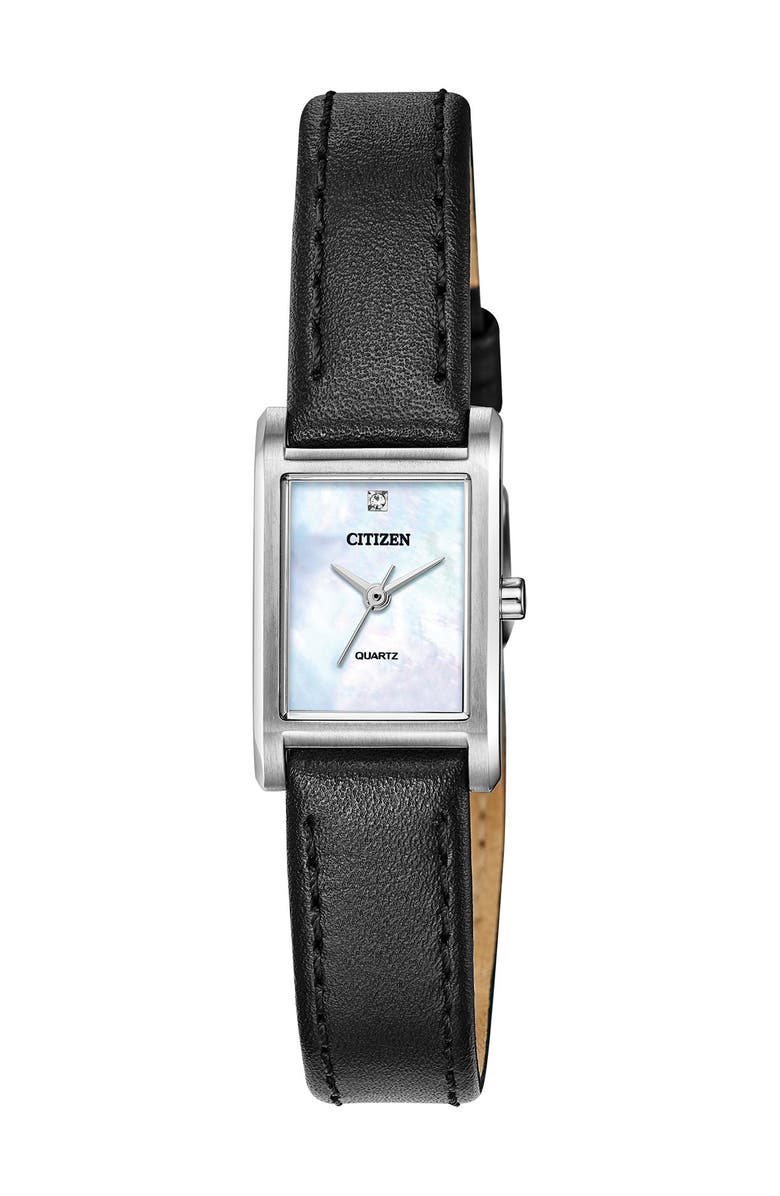 Citizen Women's Diamond Accents Leather Strap Watch, 18mm, Main, color,