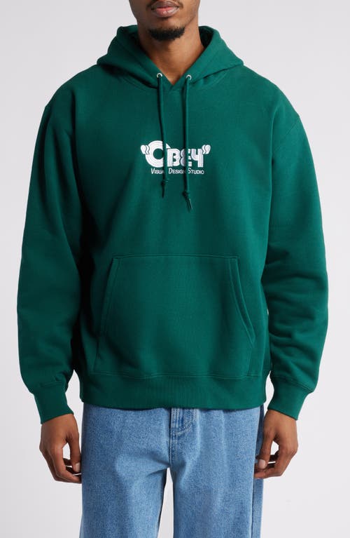 Obey Virtual Design Studio Oversize Logo Embroidered Hoodie in Rain Forest 