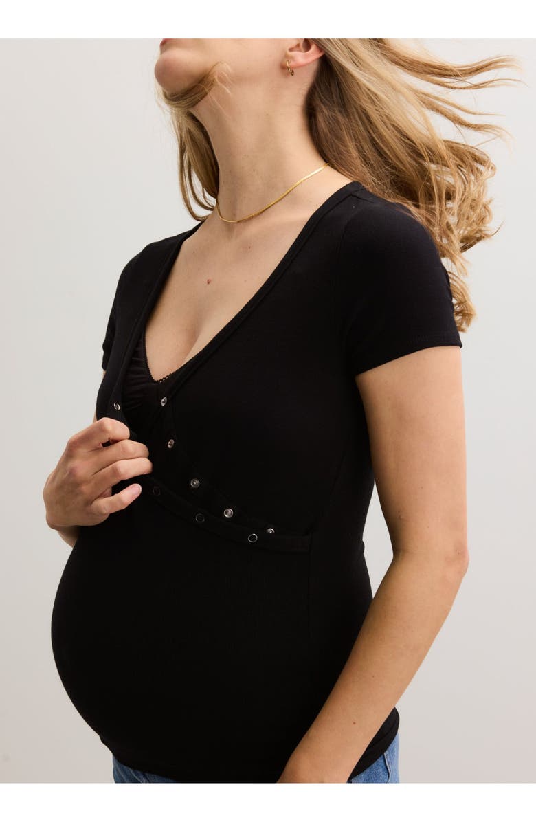 HATCH Collection The Softest Rib Nursing Tee, Alternate, color, Black