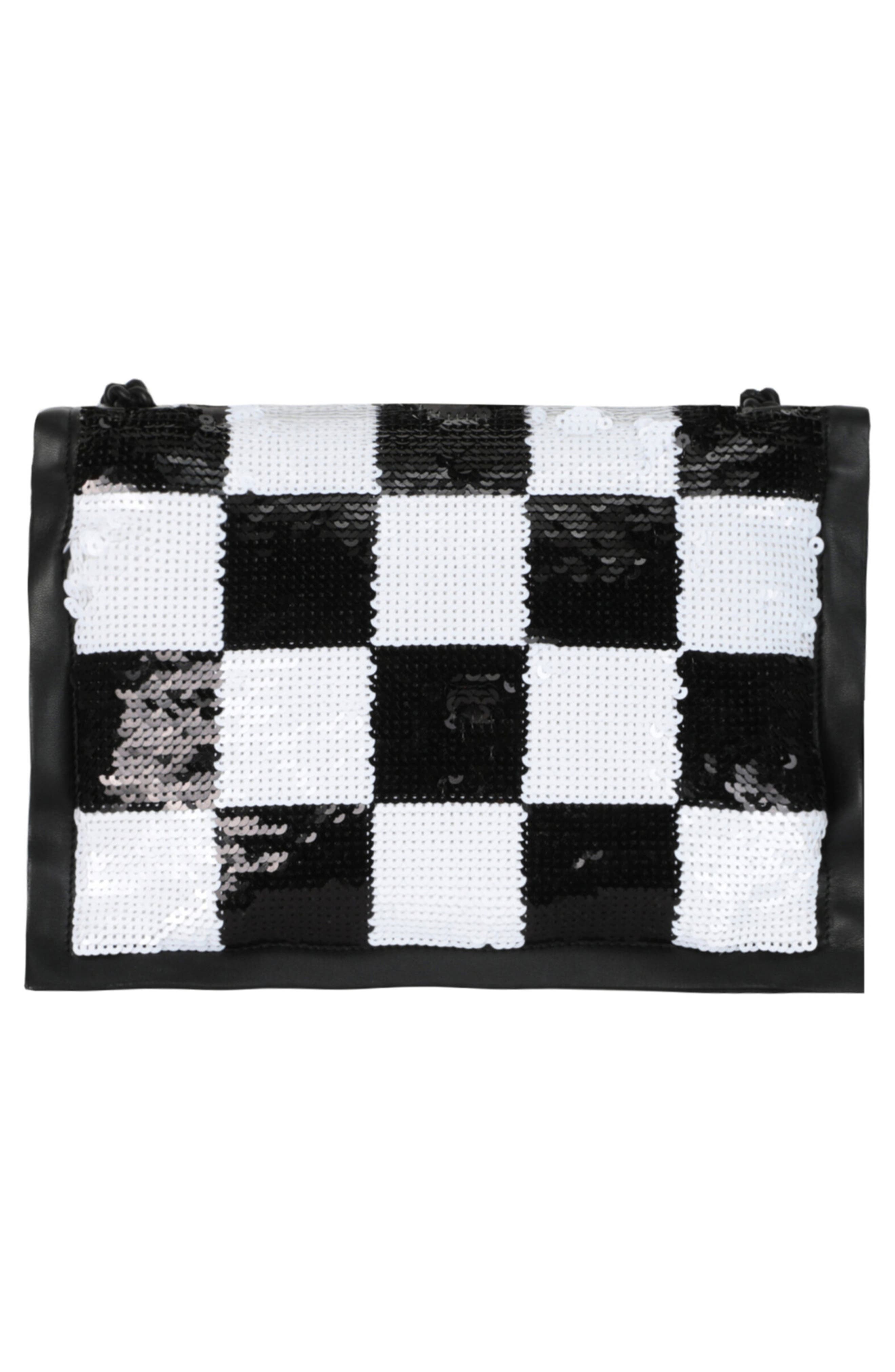 FERRAGAMO Checkered Sequin Shoulder Bag, Alternate, color, 