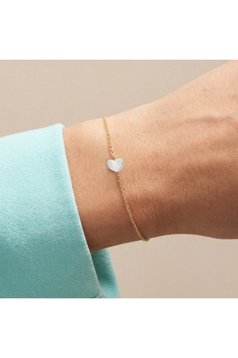 Mini Mother of Pearl Single Heart Bracelet, Alternate, color, Mother of Pearl
