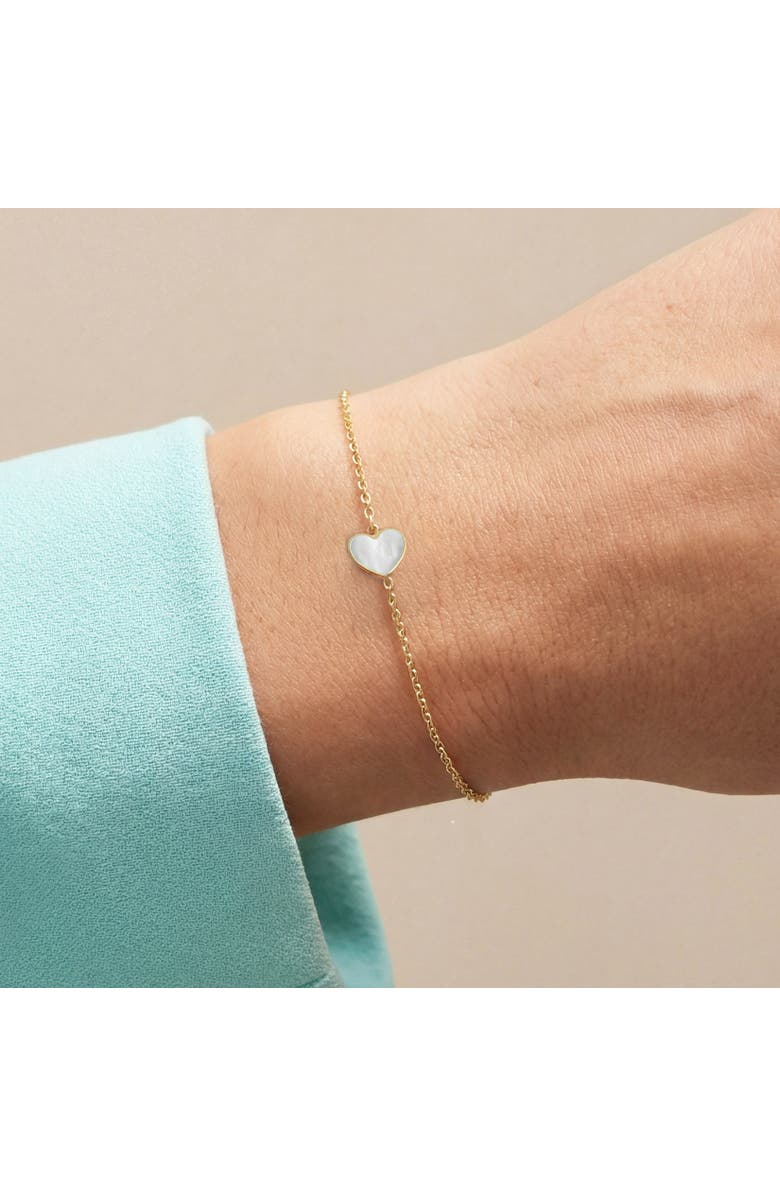 The Lovery Fine Jewelry Mini Mother of Pearl Single Heart Bracelet, Alternate, color, Mother Of Pearl