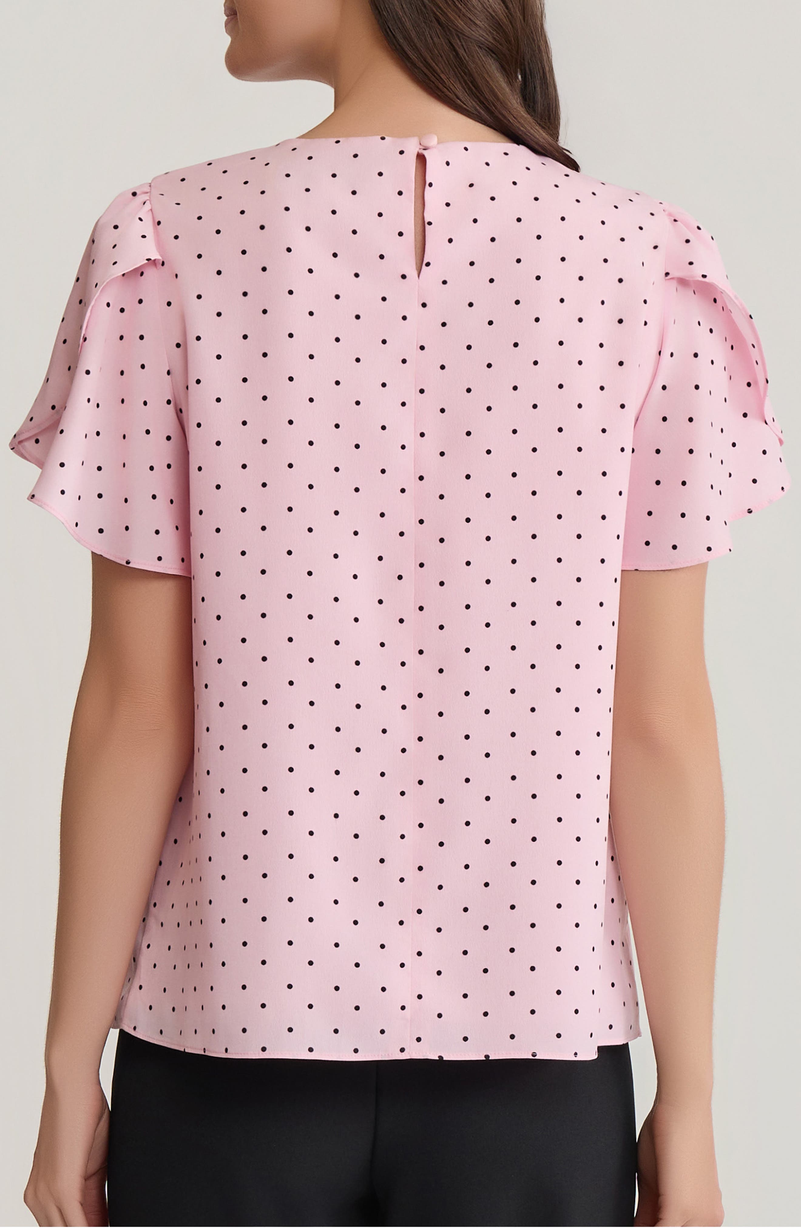 Polka Dot Flutter Sleeve Top - image 2