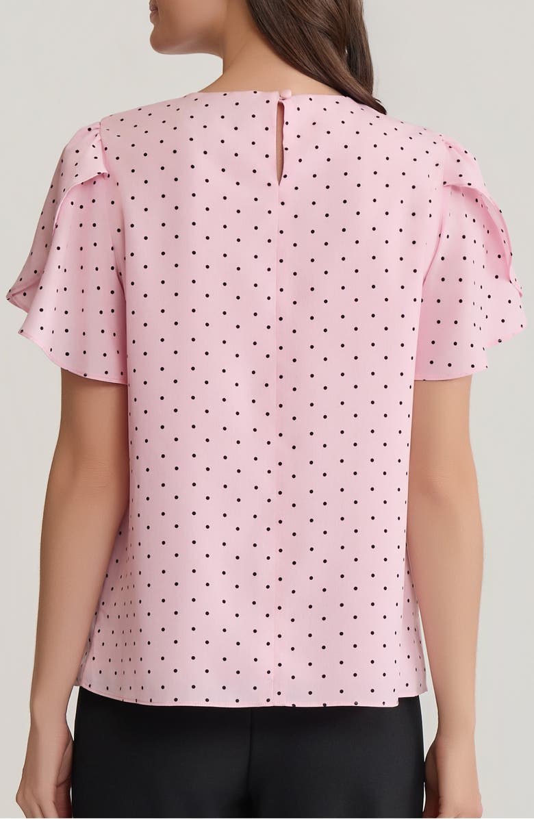 KASPER Polka Dot Flutter Sleeve Top, Alternate, color, Tutu Pink/ Black