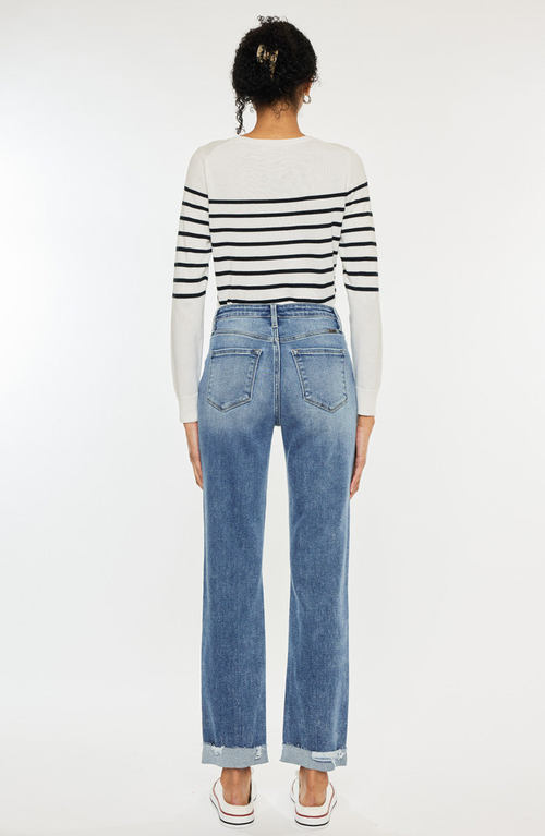 Kancan Kianna Essentials High Rise Slim Straight Leg Jeans In Blue