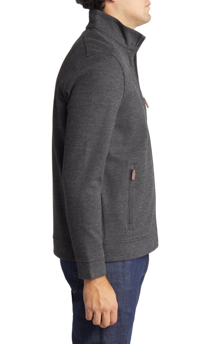 Johnston & Murphy Men's Brushed Bird's Eye Full Zip Jacket, Alternate, color, 