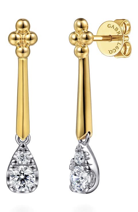 Bujuka 14k Gold Diamond Drop Earrings