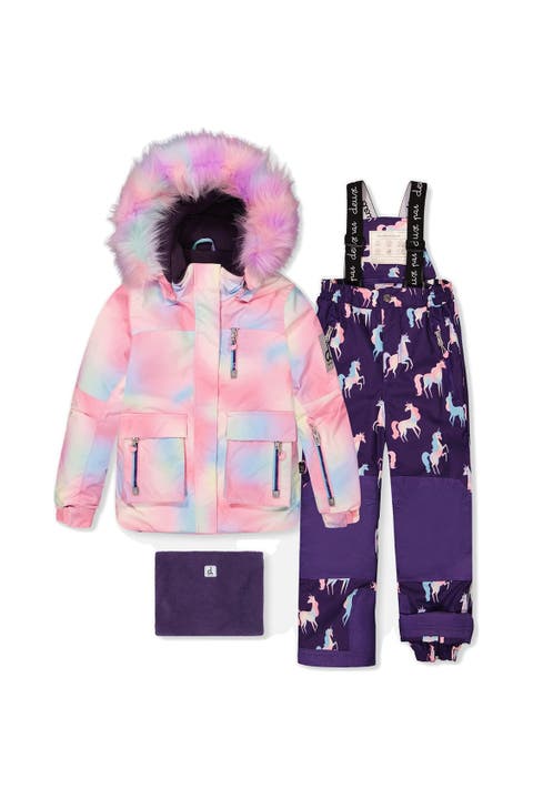 Play Multicolored Jacket & Unicorn Pants Two Piece Snowsuit
