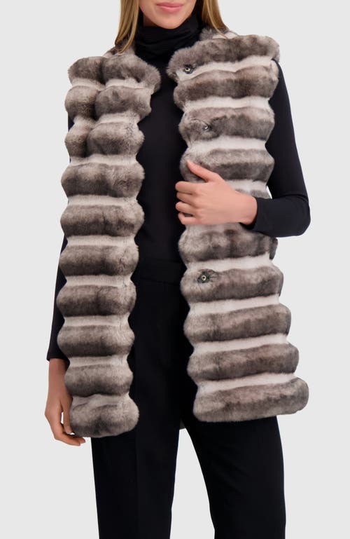 Lyla Grant Fur-free Chinchilla (faux Fur) Horizontal Vest In Neutral