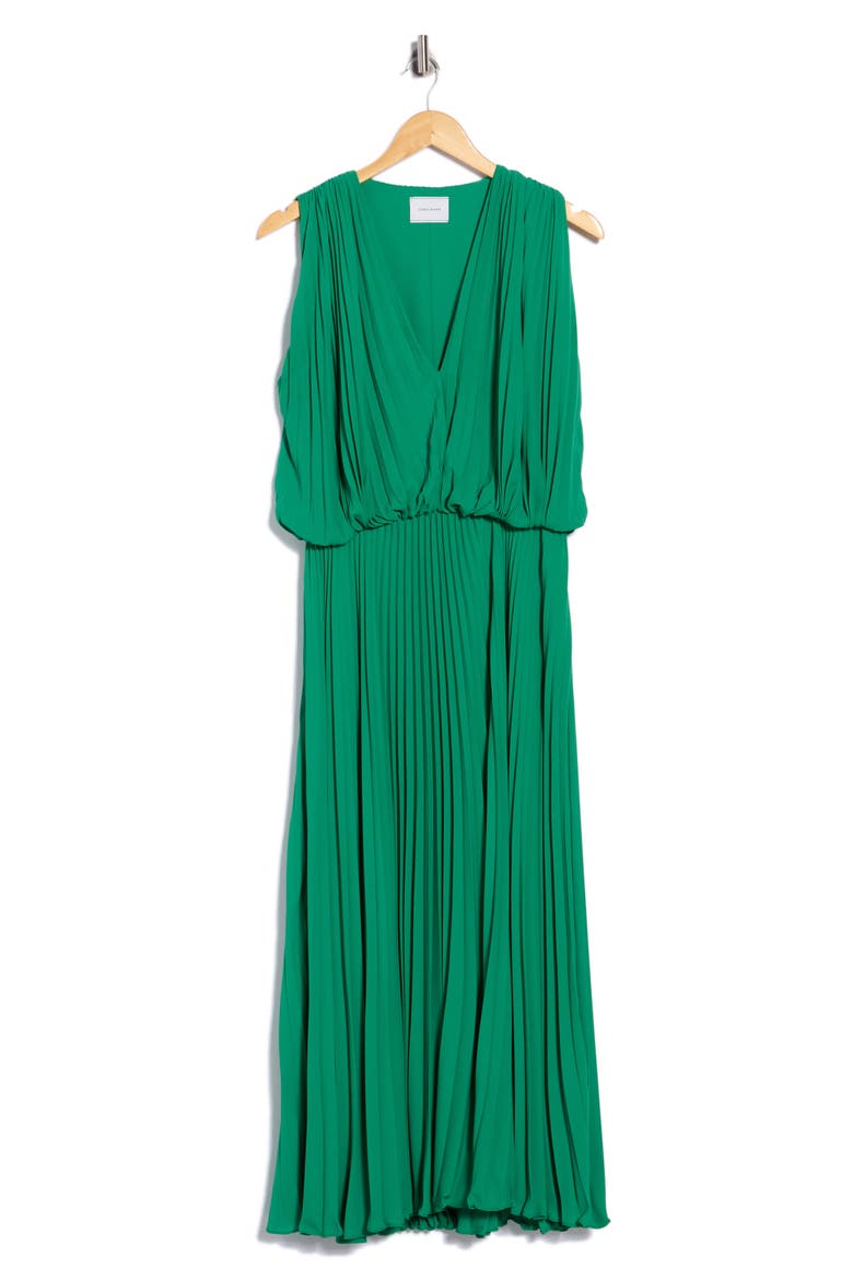 Pleated Maxi Dress, Main, color, GREEN