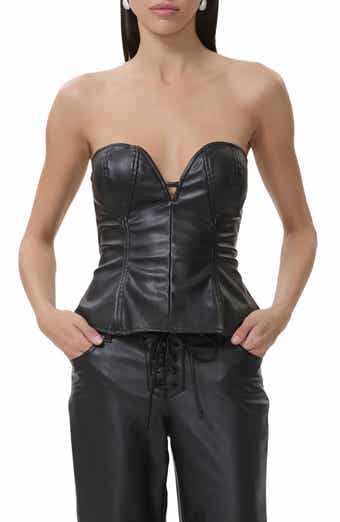 Torri Strapless Faux Leather Top