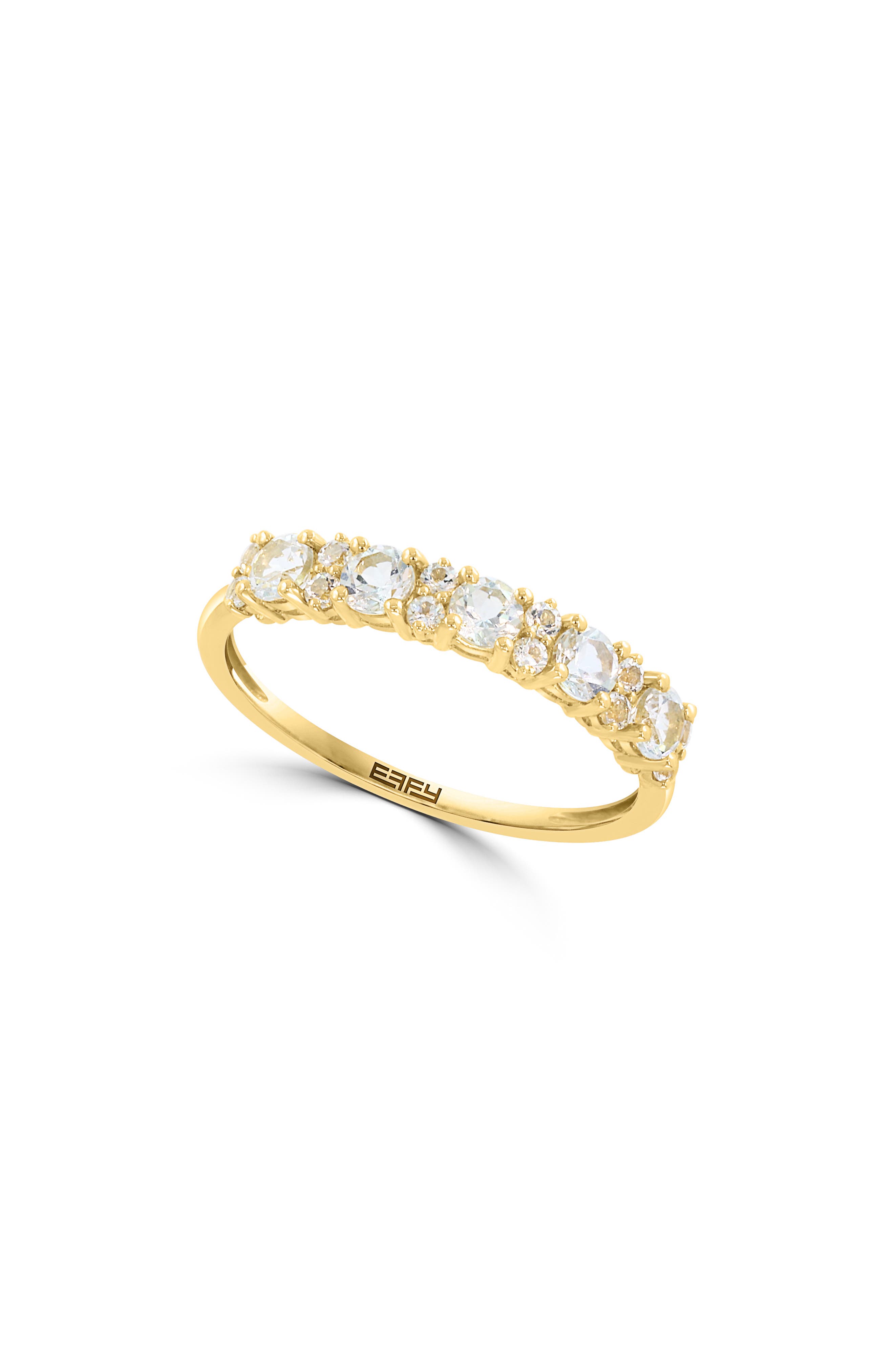 14K Gold Plated Sterling Silver White Sapphire Band Ring