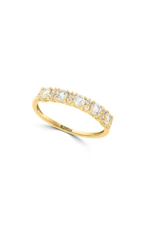 14K Gold Plated Sterling Silver White Sapphire Band Ring