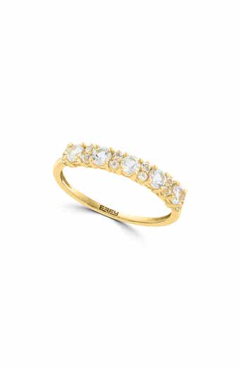14K Gold Plated Sterling Silver White Sapphire Band Ring