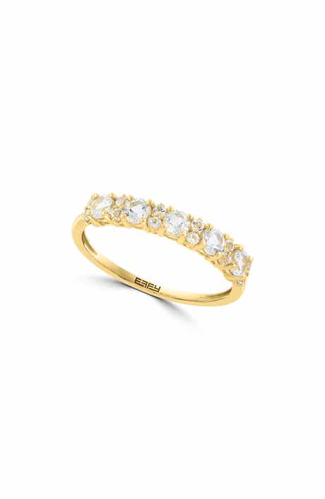 14K Gold Plated Sterling Silver White Sapphire Band Ring