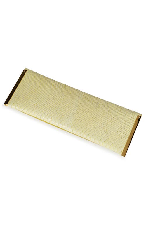 Jeffrey Campbell Halo-c Leather Clutch In Yellow Snake