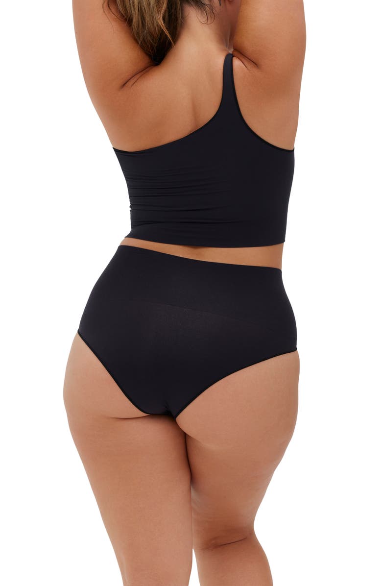 Noody Seamless body smooth one shoulder top, Alternate, color, Black