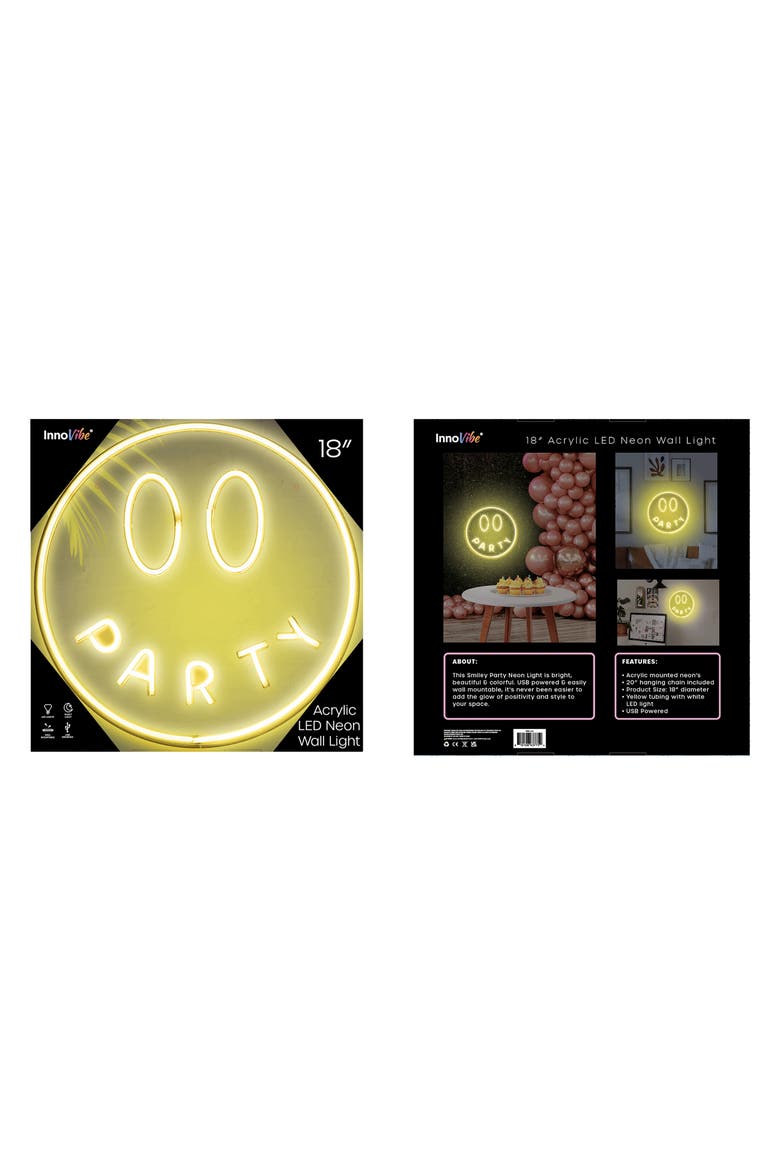 18 Smiley Face Neon Wall Lamp, Alternate, color, MULTI