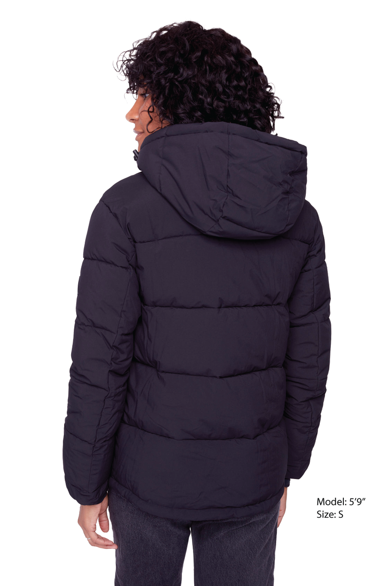 FORILLON - Vegan Down Short Quilted Puffer Jacket, Alternate, color, BLACK