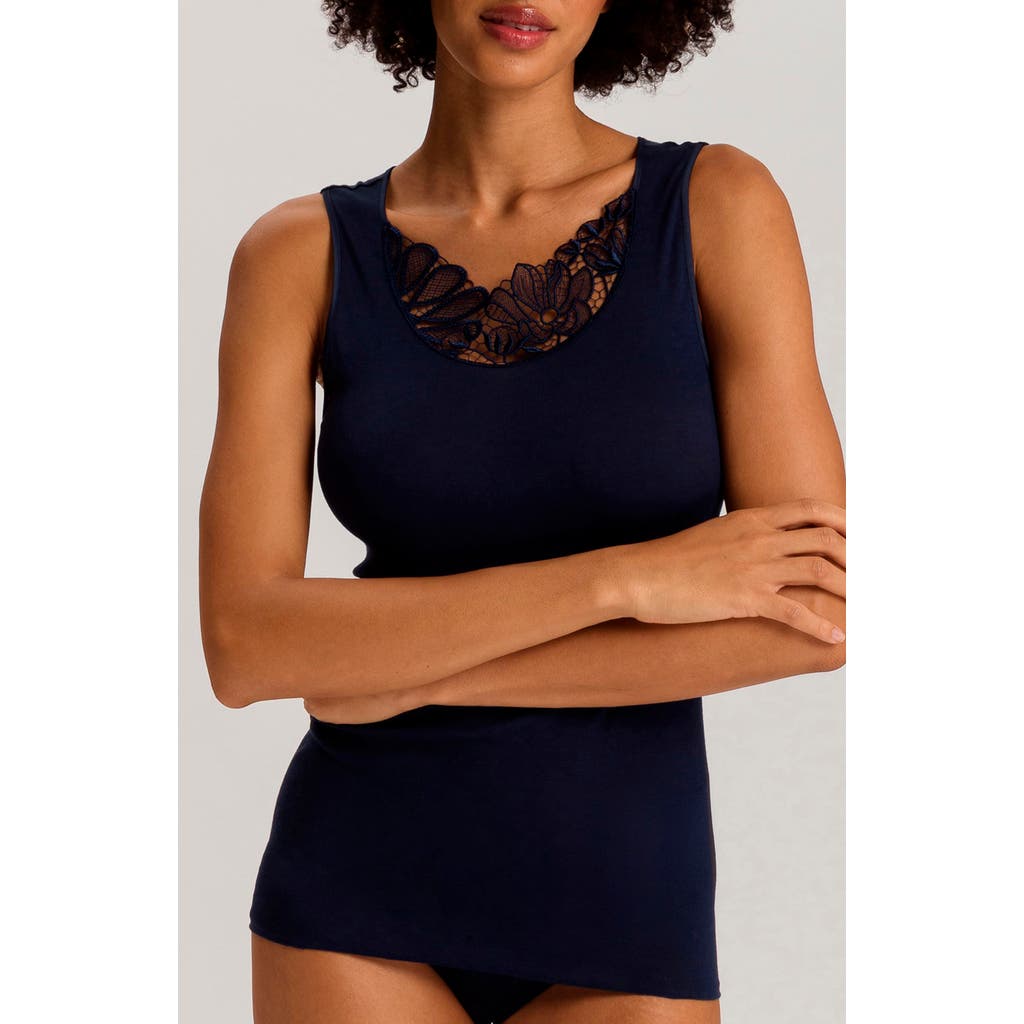 HANRO HANRO BELINA EMBROIDERED COTTON TANK
