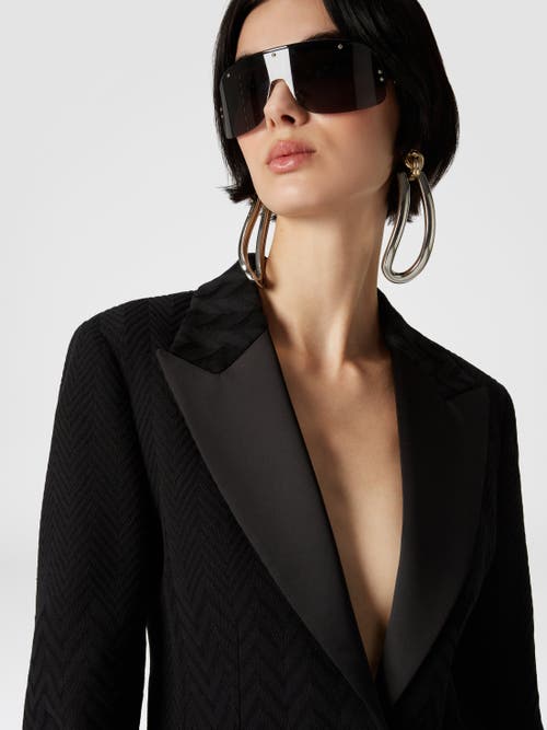 Missoni Chevron Blazer With Satin Details In Black